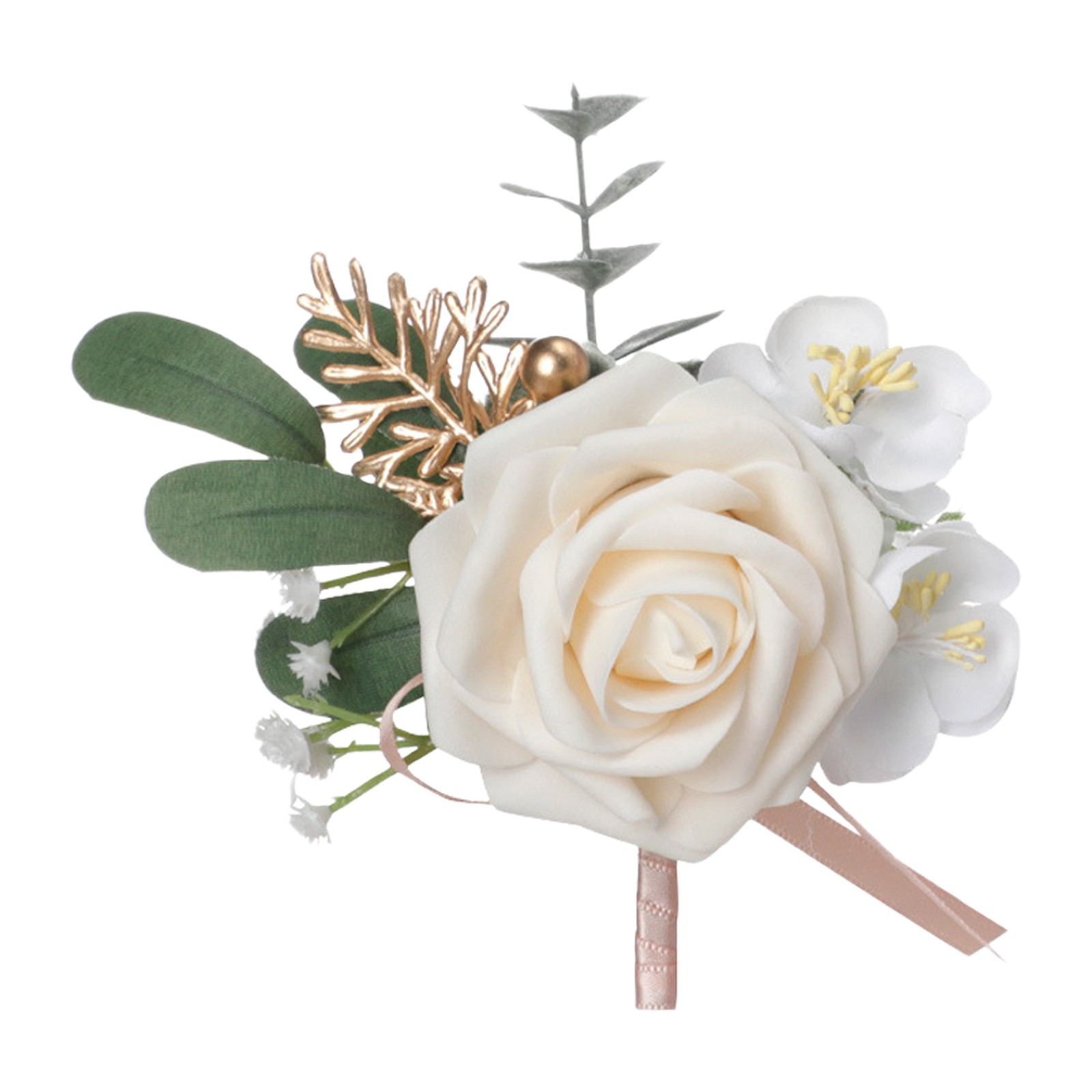Echijet Terracotta Boutonniere for Men (2 Color), Apricot Groom Groomsmen Boutonniere for Wedding,Prom,Homecoming, etc.